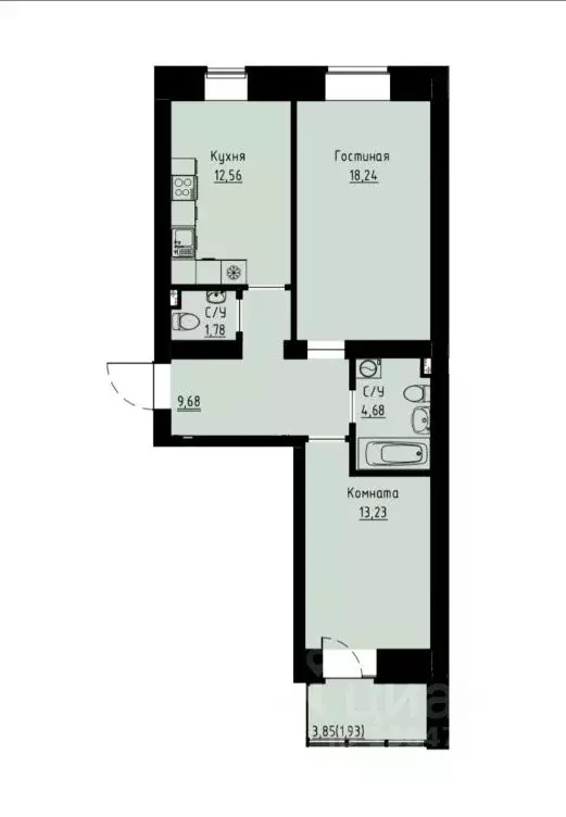 2-к кв. Красноярский край, Красноярск ул. Елены Стасовой, 80 (62.1 м) - Фото 1