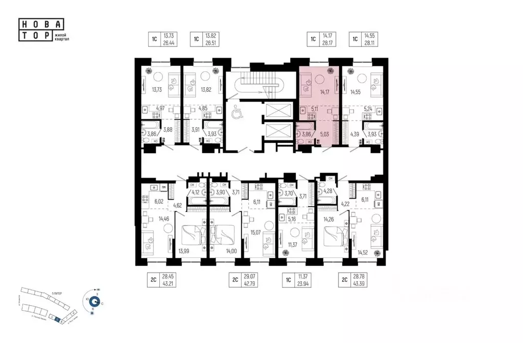 1-к кв. Башкортостан, Уфа Глумилино-1 мкр, Новатор жилой комплекс ... - Фото 2