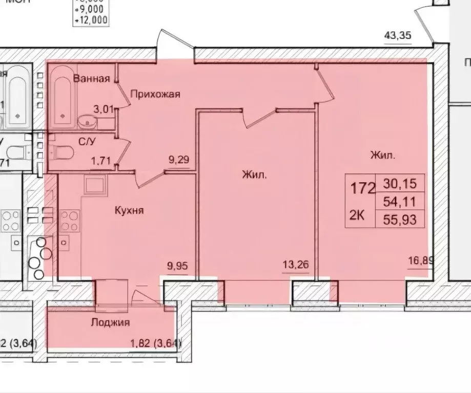 2-к кв. Калужская область, Калуга проезд 3-й Академический, 10 (56.0 ... - Фото 2