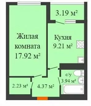 1-к кв. Воронежская область, Воронеж ул. Летчика Демьянова, 1 (39.0 м) - Фото 0