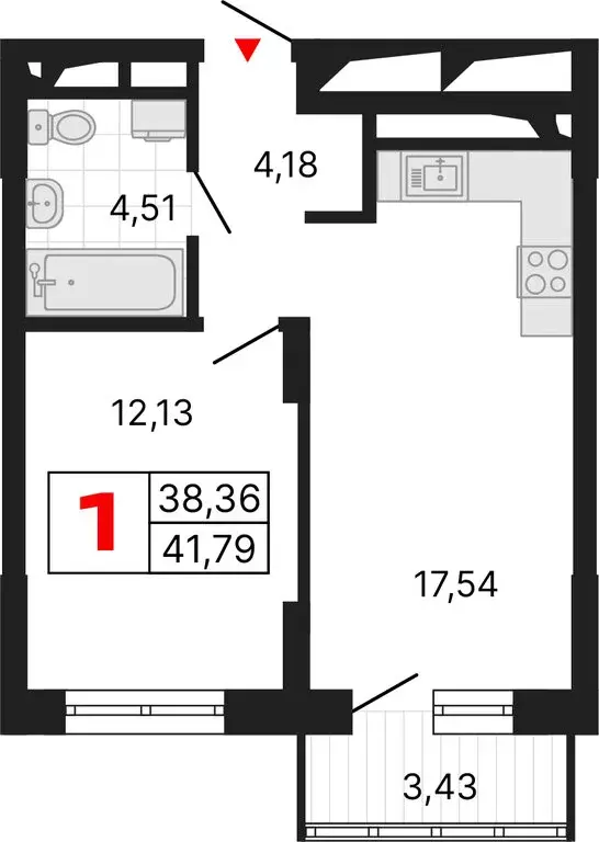 1-комнатная квартира: Екатеринбург, Комсомольская улица, 72А (41.79 м) - Фото 2