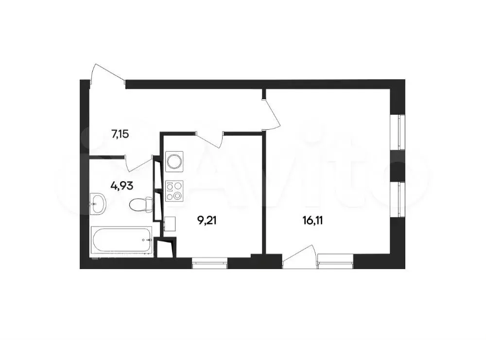 Квартира-студия, 37,4 м, 1/5 эт. - Фото 0