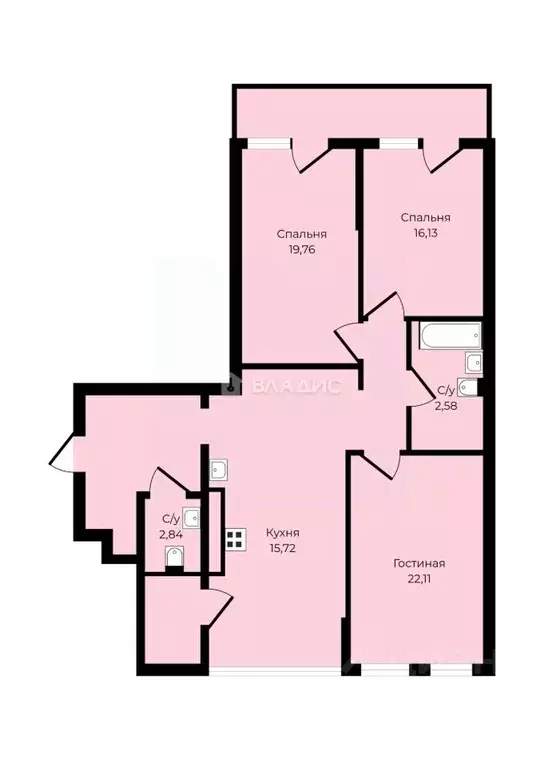 3-к кв. Калининградская область, Калининград ул. Дмитрия Донского, 20 ... - Фото 2