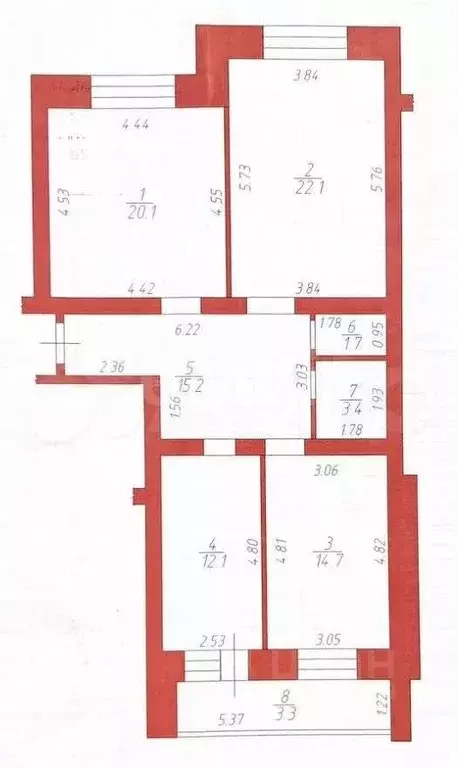 3-к кв. Татарстан, Казань ул. Аделя Кутуя, 44а (89.3 м) - Фото 1