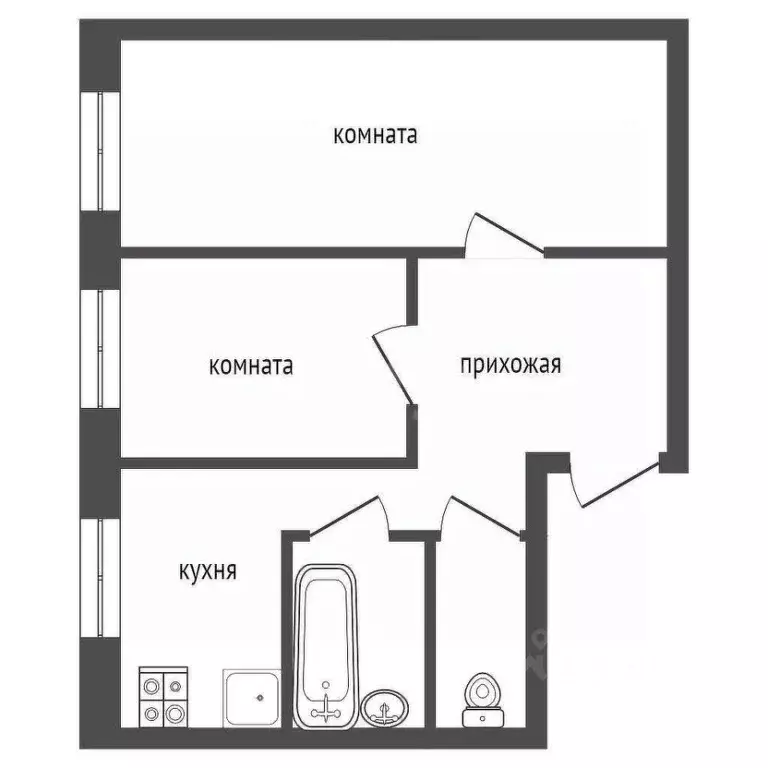 2-к кв. Ленинградская область, Кириши Советская ул., 17 (42.0 м) - Фото 1