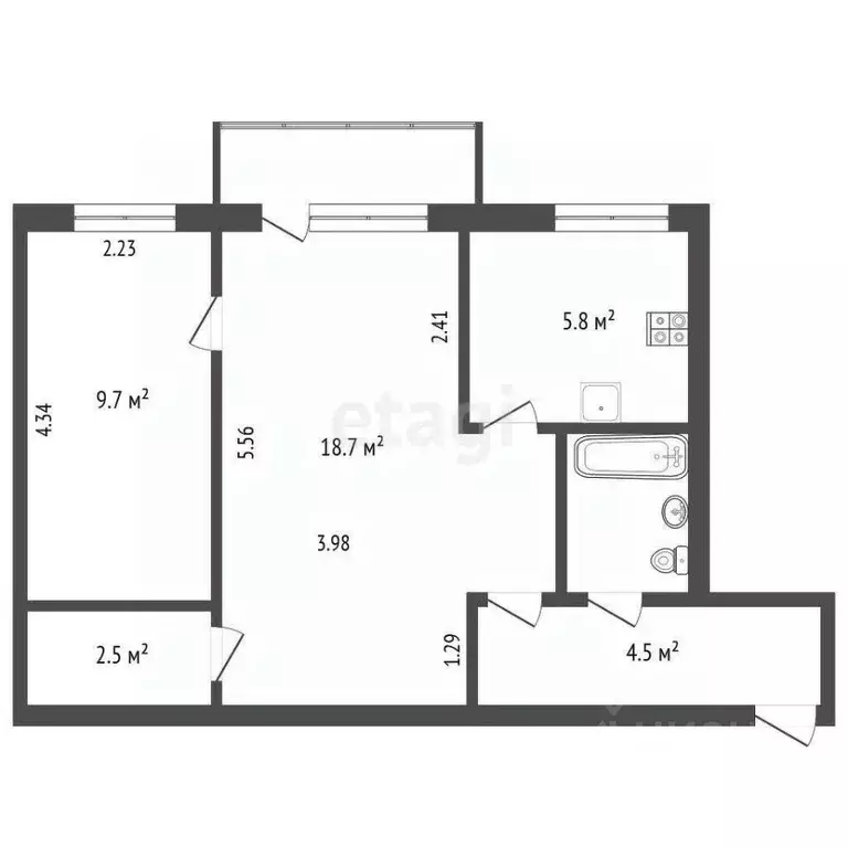 2-к кв. Ярославская область, Ярославль ул. Комарова, 6 (44.2 м) - Фото 2