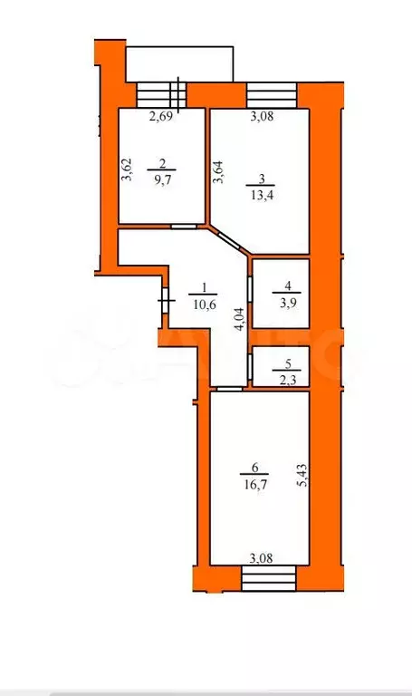 2-к. квартира, 58,5 м, 8/9 эт. - Фото 1