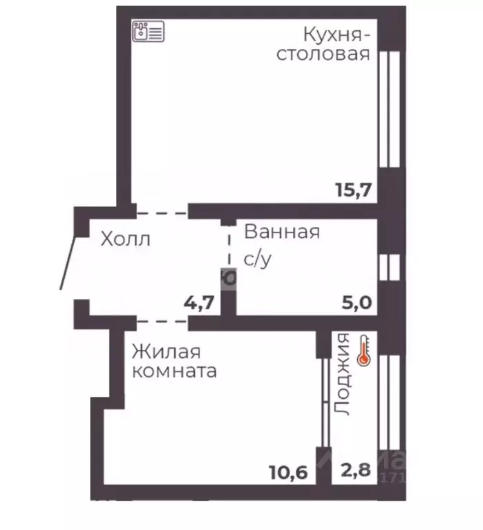 1-к кв. Челябинская область, Челябинск просп. Ленина, 4Д (36.0 м) - Фото 1