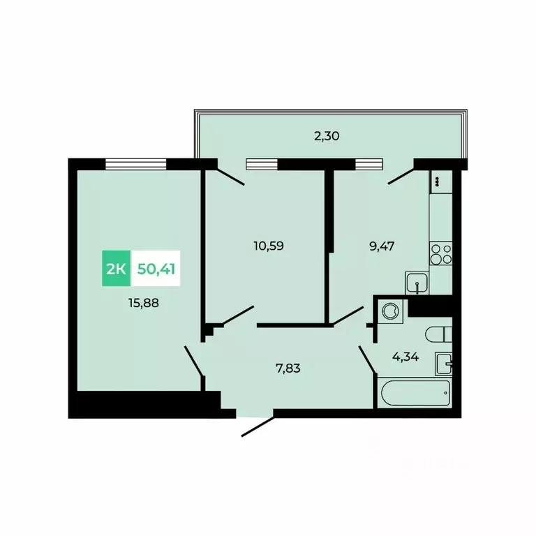 2-к кв. Ростовская область, Аксайский район, Щепкинское с/пос, пос. ... - Фото 1