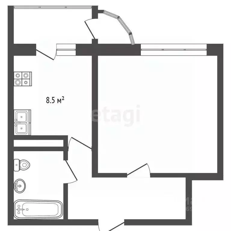 1-к кв. Московская область, Видное ул. Ермолинская, 7 (38.8 м) - Фото 1