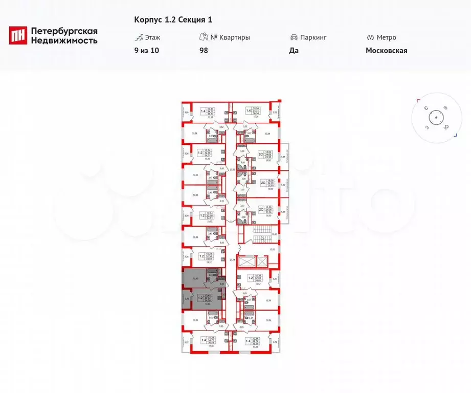 1-к. квартира, 32,4 м, 9/10 эт. - Фото 1