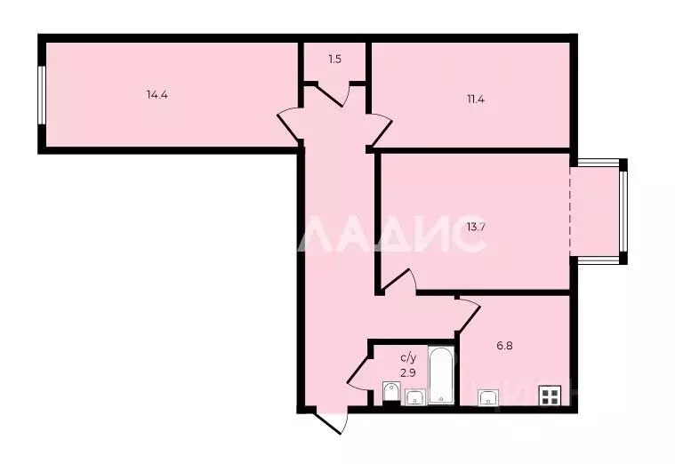 3-к кв. Санкт-Петербург Полюстровский просп., 33К2 (60.3 м) - Фото 1