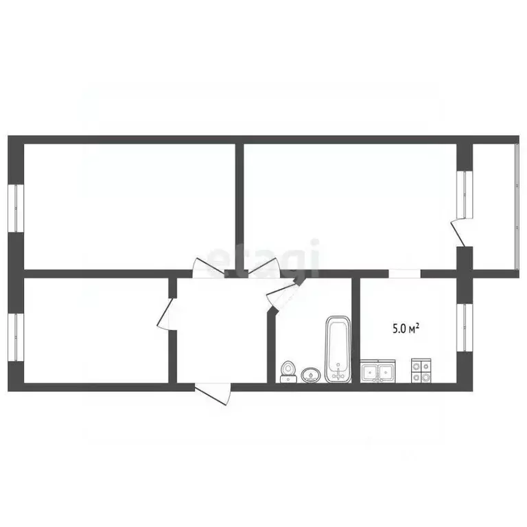 3-к кв. Архангельская область, Новодвинск Первомайская ул., 8 (62.2 м) - Фото 1