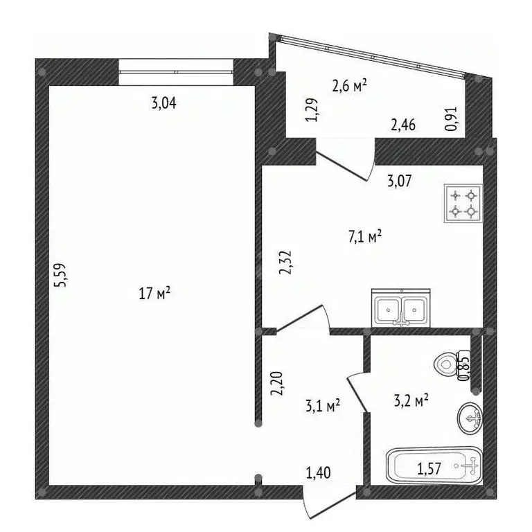 1-к кв. Башкортостан, Уфа ул. Рудольфа Нуреева, 14 (31.7 м) - Фото 2