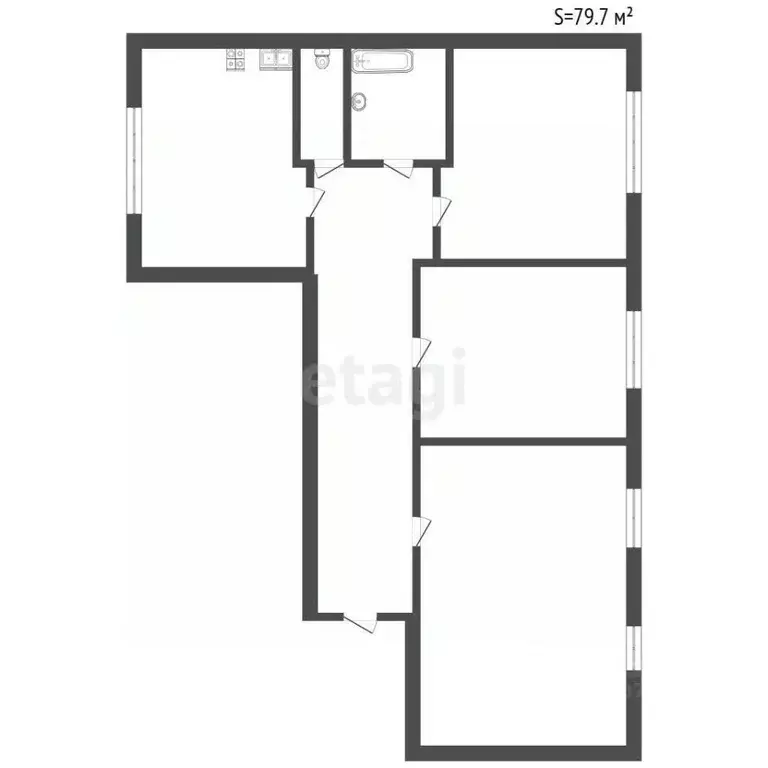 3-к кв. Санкт-Петербург Вербная ул., 18К1 (79.7 м) - Фото 2