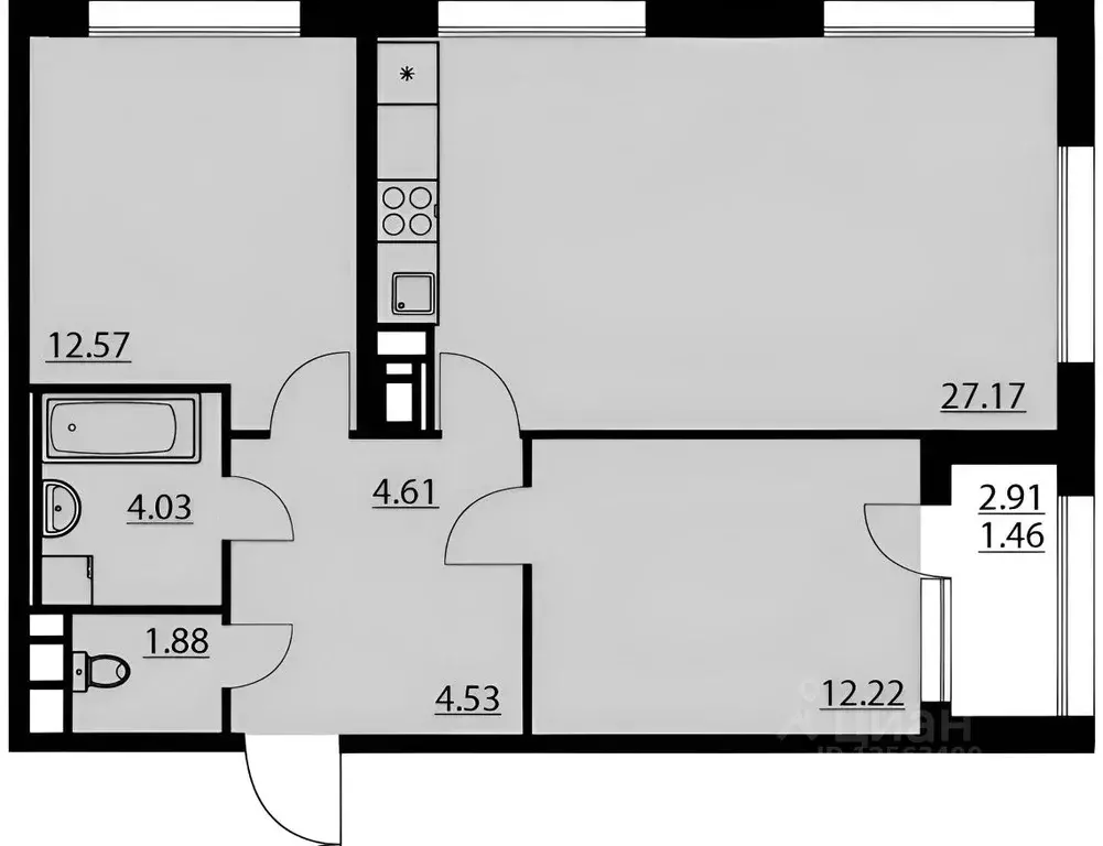2-к кв. Воронежская область, Воронеж ул. Ворошилова, 1/6 (70.4 м) - Фото 2