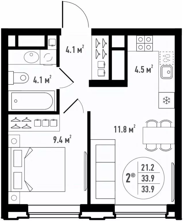 2-к кв. Астраханская область, Астрахань Августовская ул. (33.9 м) - Фото 1