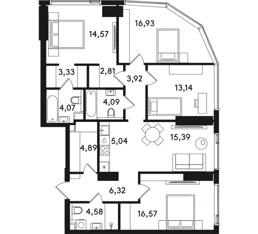 4-к кв. Москва ул. Сокольнический Вал, 2АС1 (115.65 м) - Фото 0