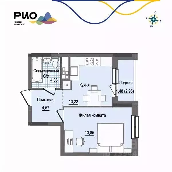 1-к кв. Удмуртия, Ижевск Воткинский жилрайон, Рио жилой комплекс, 2 ... - Фото 1