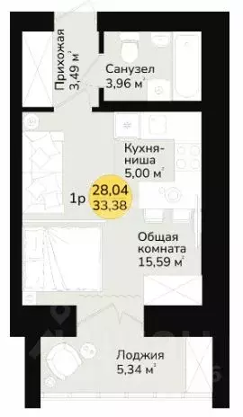 1-к кв. Марий Эл, Медведево городское поселение, Медведево пгт ул. ... - Фото 1