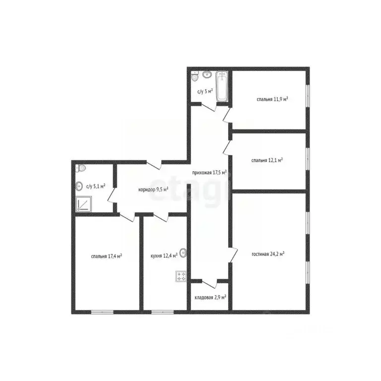 4-к кв. Смоленская область, Смоленск ул. Попова, 104 (116.9 м) - Фото 2