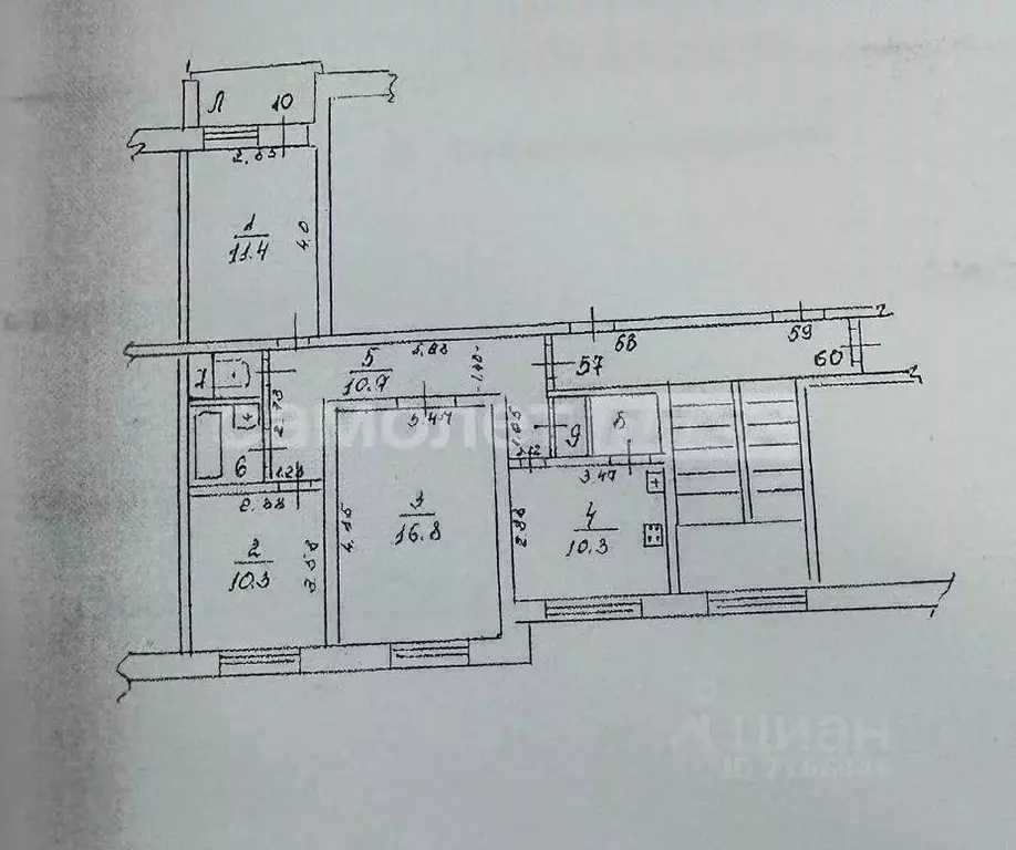 Квартира, 3 комнаты, 67.2 м - Фото 1