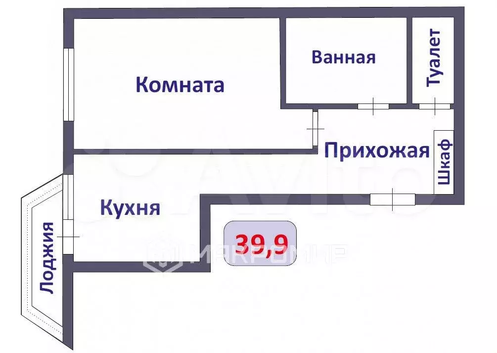 1-к. квартира, 39,9 м, 2/10 эт. - Фото 0