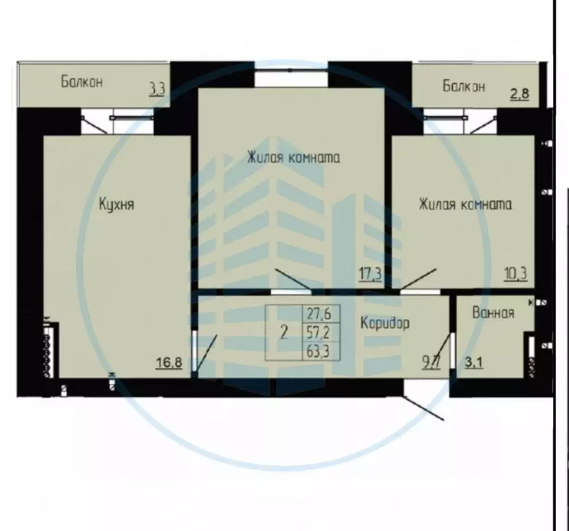 2-комнатная квартира: Ессентуки, улица Орджоникидзе, 97к2 (63.3 м) - Фото 1