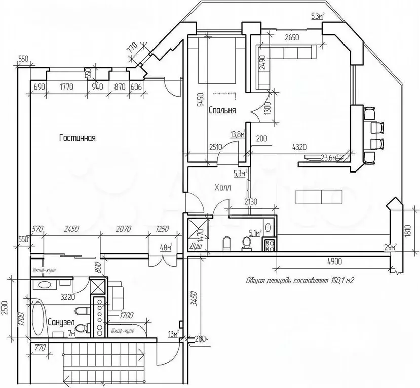3-к. квартира, 150 м, 2/4 эт. - Фото 0