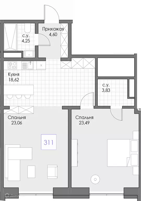 Продаётся 2-к квартира, 77.85 м - Фото 0