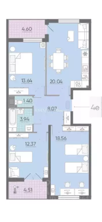 4-к кв. Санкт-Петербург просп. Крузенштерна, 2 (80.0 м) - Фото 2