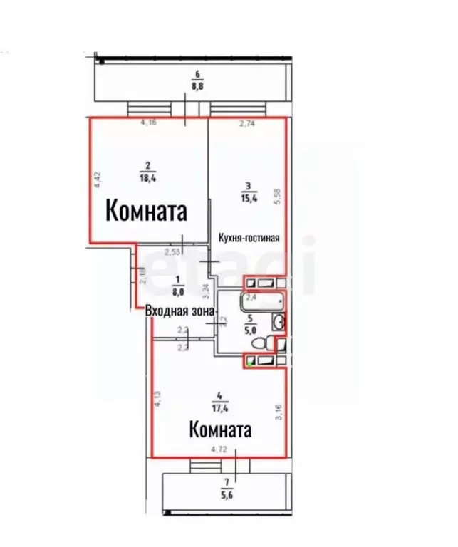 2-к кв. Приморский край, Владивосток Очаковская ул., 7 (79.0 м) - Фото 1