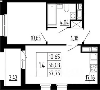 1-к кв. Санкт-Петербург Манчестерская ул., 3к2 (37.75 м) - Фото 0