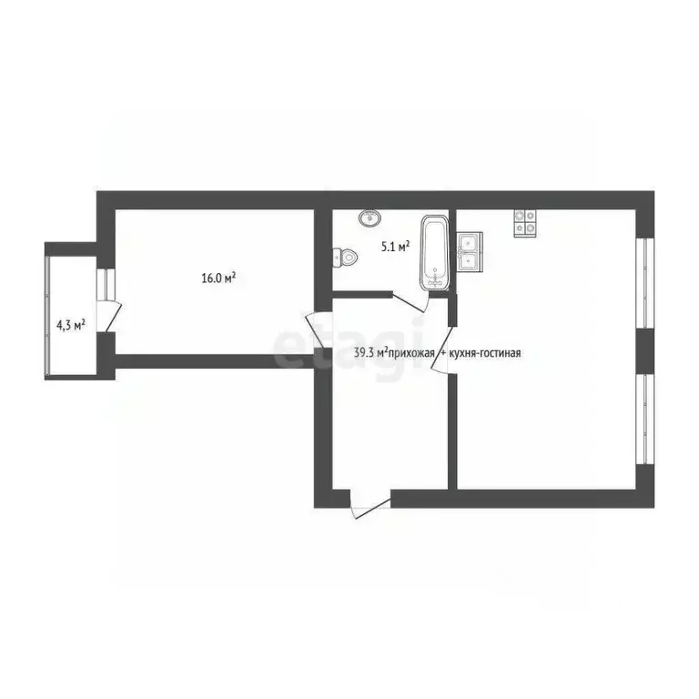 1-к кв. Тюменская область, Тюмень Харьковская ул., 68 (60.7 м) - Фото 1