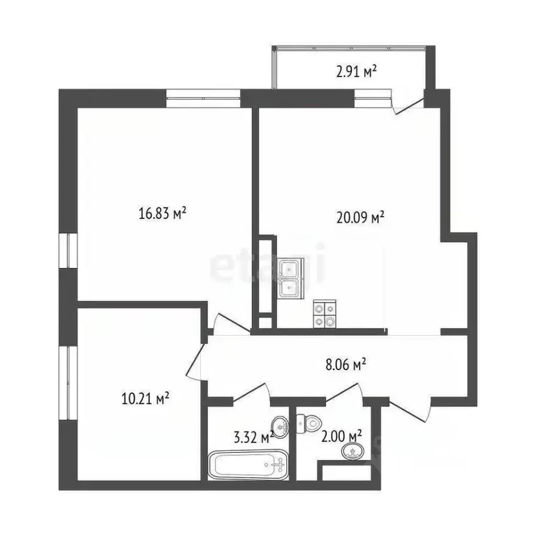 2-к кв. Тюменская область, Тюмень ул. Героев Сталинградской битвы, 7 ... - Фото 2
