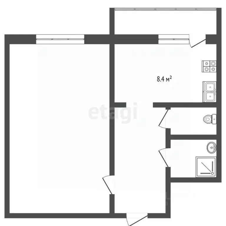 1-к кв. Крым, Черноморское пгт ул. Димитрова, 18 (34.6 м) - Фото 2
