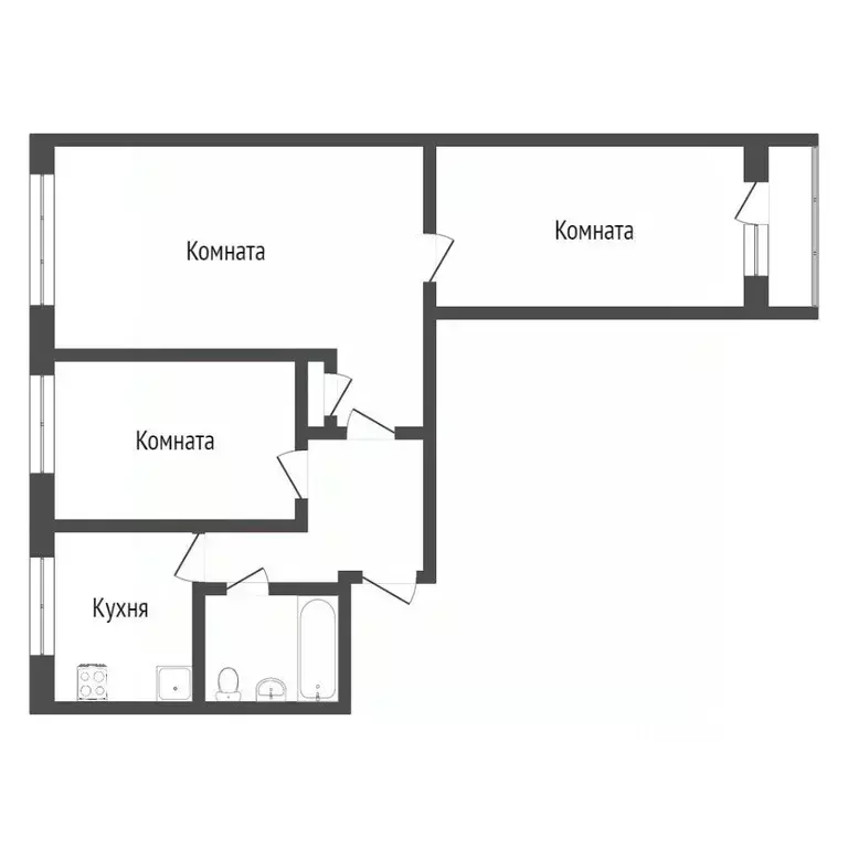 3-к кв. Брянская область, Дятьково ул. Д. Ульянова, 2 (59.5 м) - Фото 1