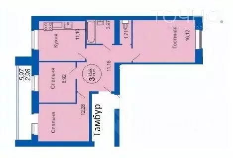 3-к кв. Пензенская область, Пензенский район, Засечный сельсовет, с. ... - Фото 2