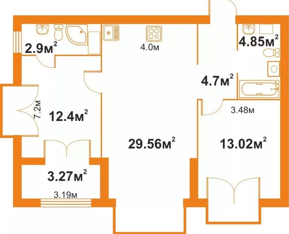 2-к кв. Санкт-Петербург ул. Академика Константинова, 1к1 (68.0 м) - Фото 1
