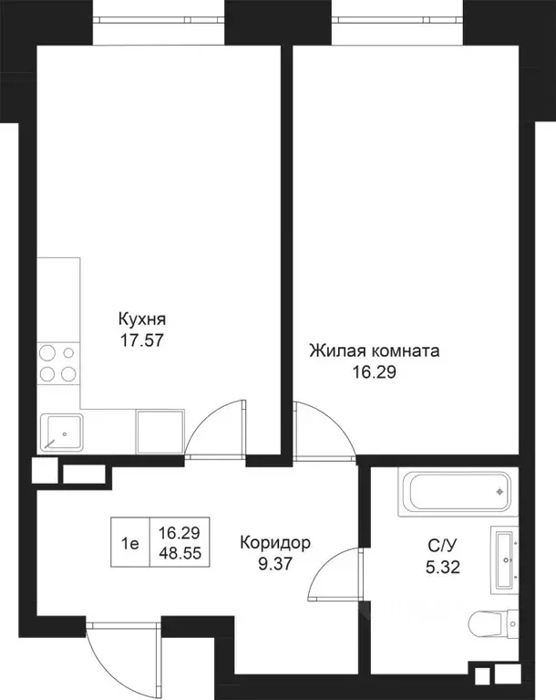 1-к кв. Татарстан, Казань Дом на Исхаки жилой комплекс (48.55 м) - Фото 0