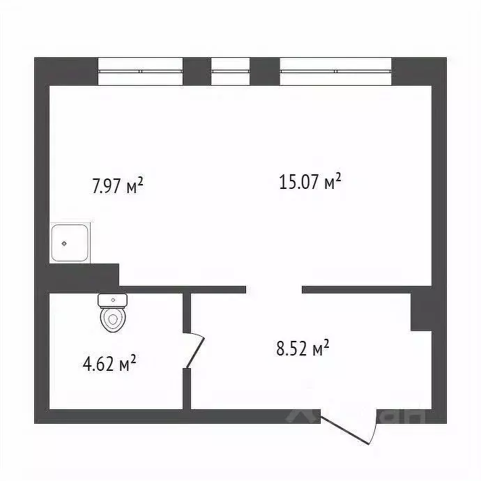 Студия Красноярский край, Красноярск Соколовская ул., 20Б (36.2 м) - Фото 1
