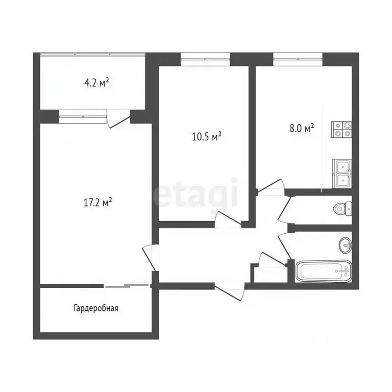2-к кв. Самарская область, Самара Ташкентская ул., 118 (48.5 м) - Фото 2