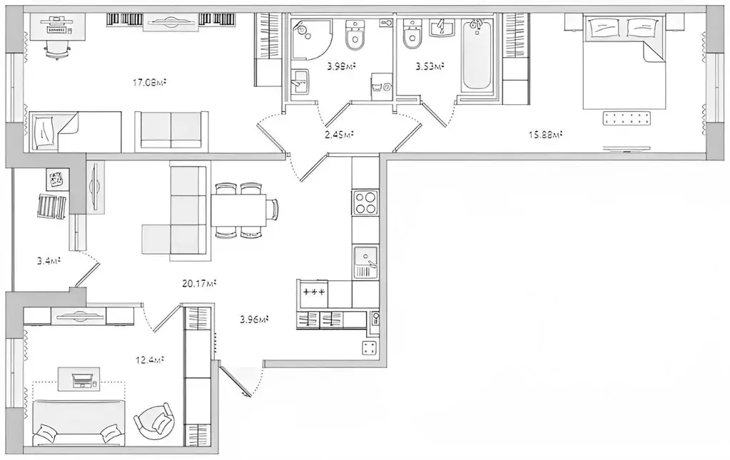 3-к кв. Санкт-Петербург Белоостровская ул., 10к1 (83.0 м) - Фото 2
