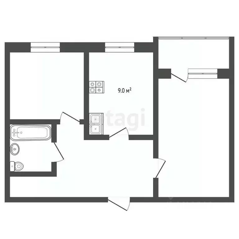 2-к кв. Ярославская область, Тутаев просп. 50-летия Победы, 11 (49.9 ... - Фото 2