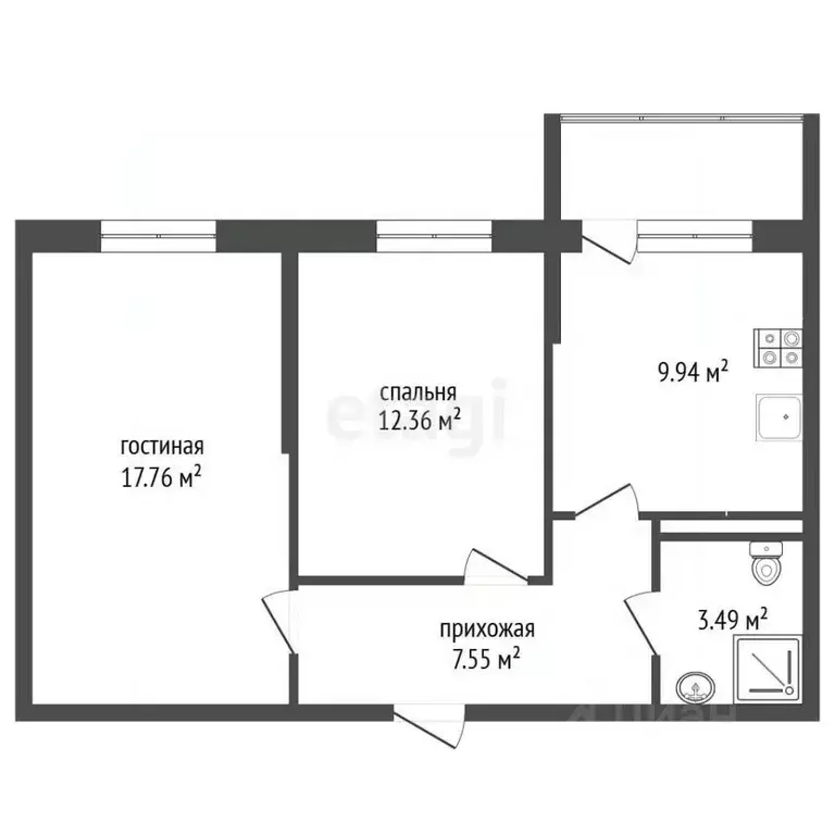 2-к кв. Крым, Ялта муниципальный округ, Гурзуф пгт ул. 60 лет СССР ... - Фото 2