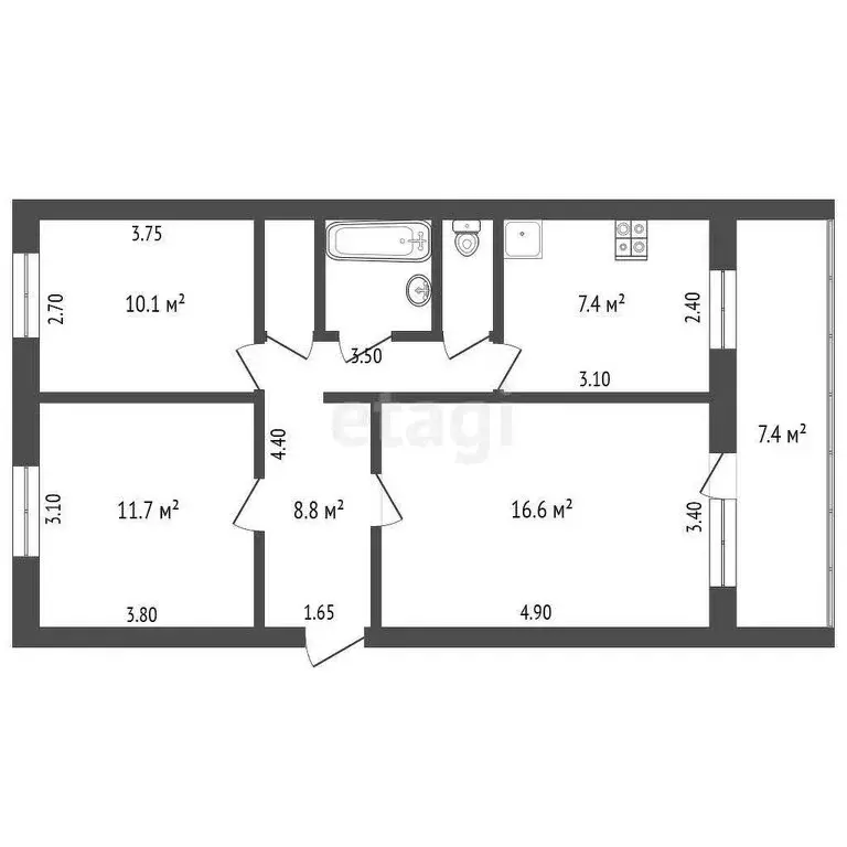 3-комнатная квартира: Выкса, микрорайон Гоголя, 54А (59.2 м) - Фото 0