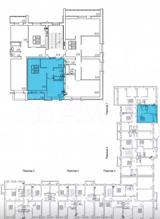 1-к. квартира, 42,4 м, 1/3 эт. - Фото 1