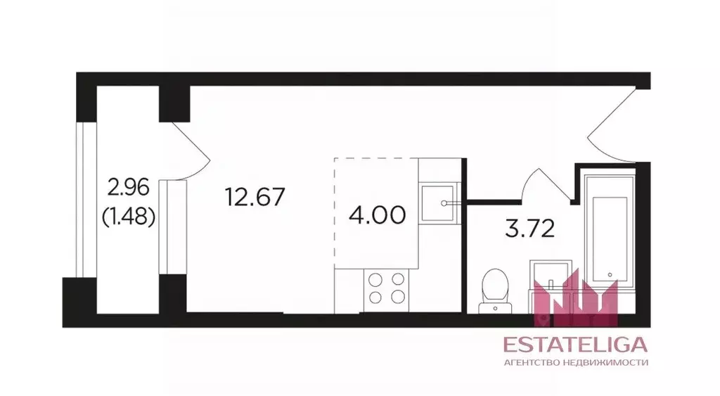 Студия Москва Тюменский проезд, 3к8 (21.0 м) - Фото 1