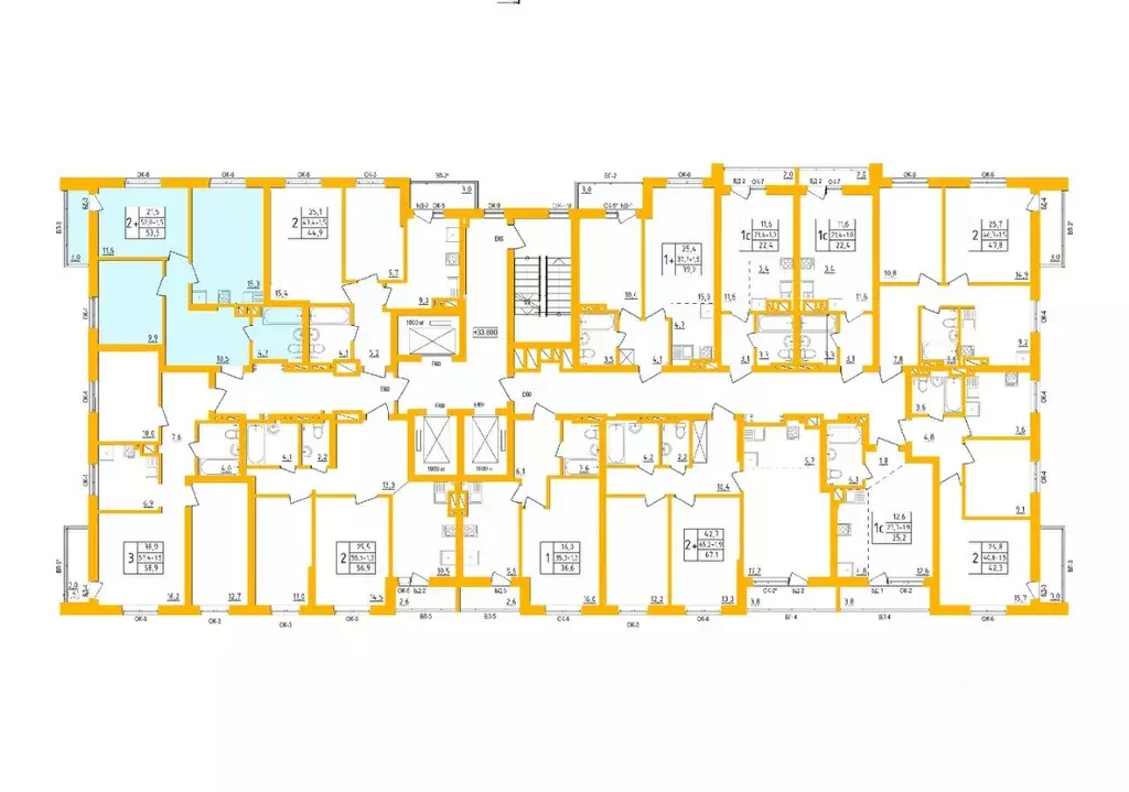 2-к кв. Башкортостан, Уфа Инорс-4Б мкр, Акварель жилой комплекс (53.3 ... - Фото 2