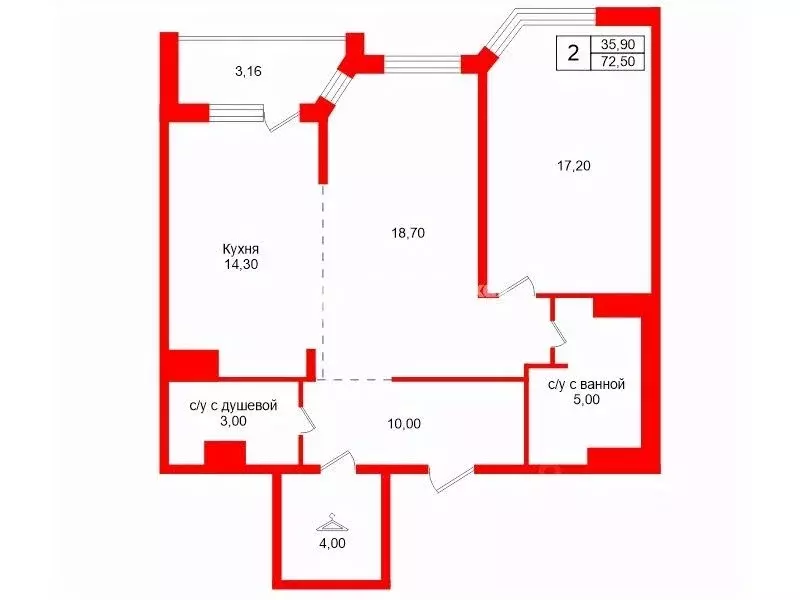 2-к кв. Санкт-Петербург Пулковская ул., 8к1 (72.5 м) - Фото 2